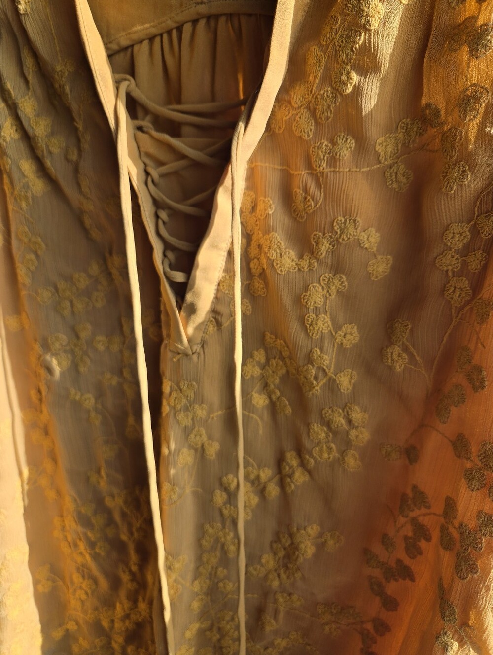 Maeve Mustard Lace-Up Embroidered Sleeveless Camisole NWOT - Picture 6 of 6